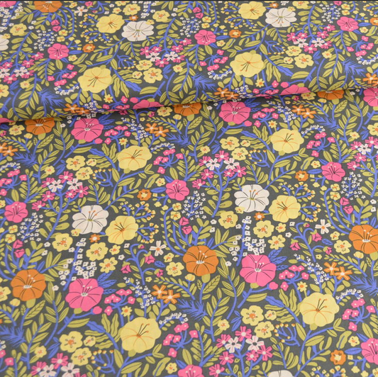 Coton imprimé fleurs colorées