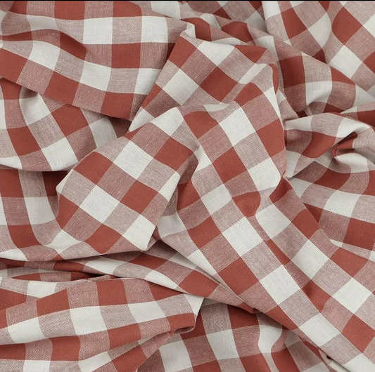 Gingham cotton, terracotta tile, large checks