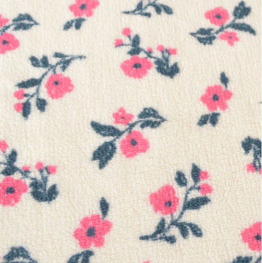 Coupon 1m20x45 Sherpa fleurs roses