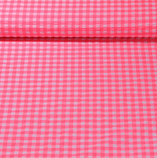 NOUVEAU ! Vichy fluo rose petits carreaux