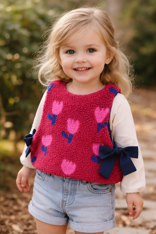 Le pull joséphine enfant sherpa tulipes - sur commande