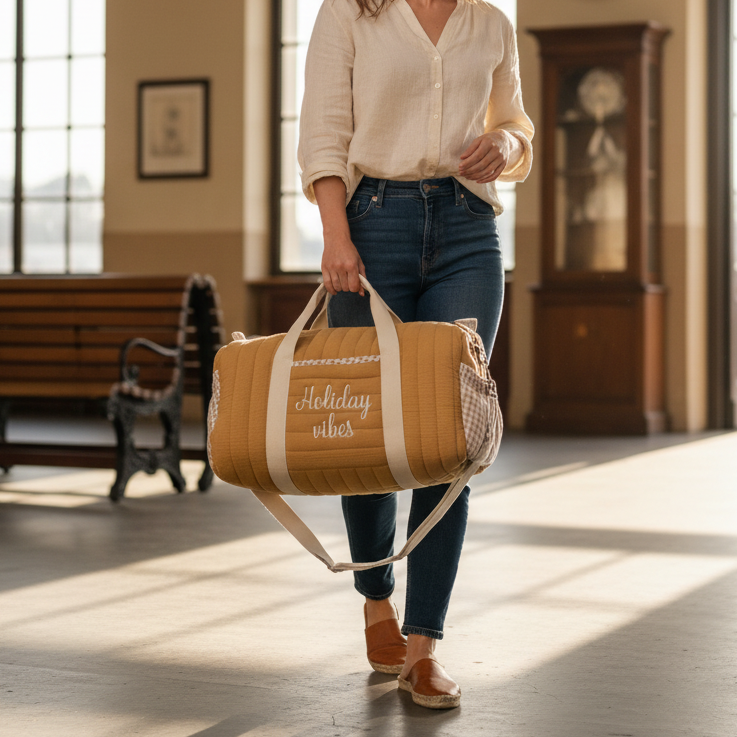 Léon the camel-colored adult duffel bag