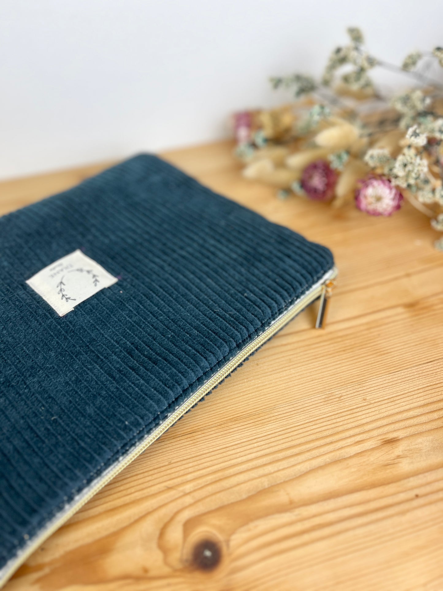 Babette la pochette plate rembourrée velours sapin et gaze vintage