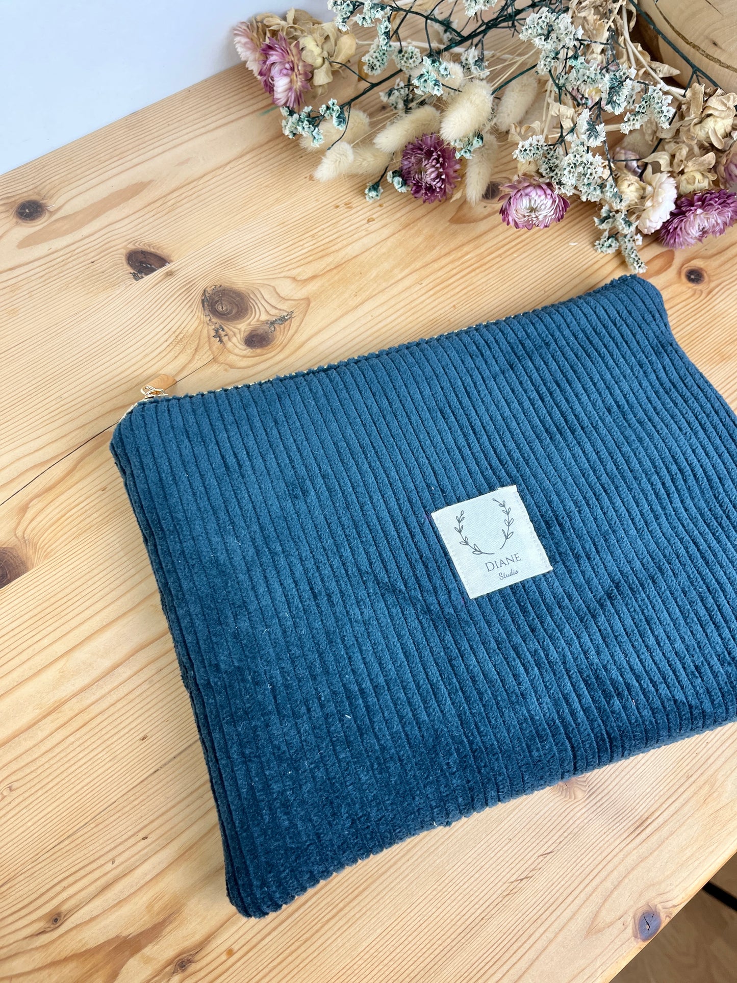 Babette la pochette plate rembourrée velours sapin et gaze vintage
