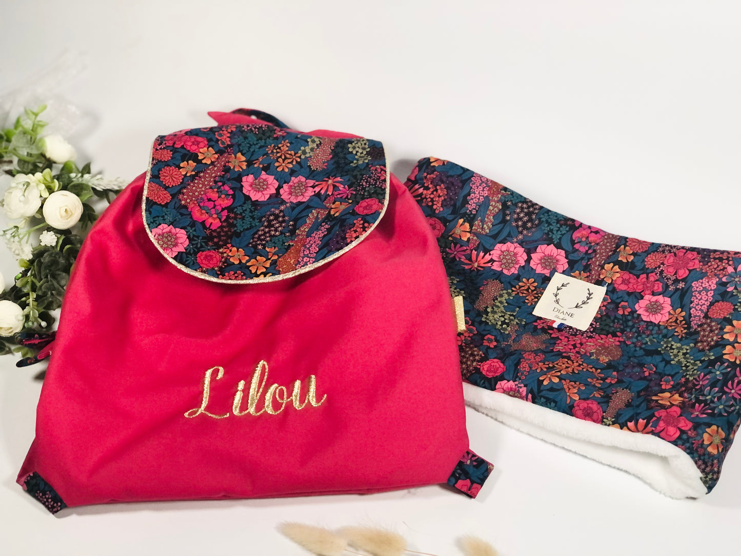 Ensemble : tour de cou et sac à dos Eglantine