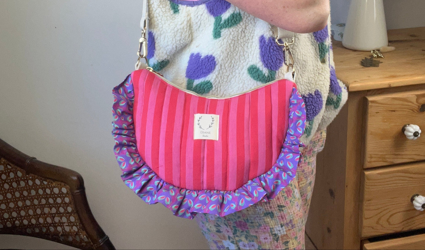 Sac Milan rayé rose et rouge