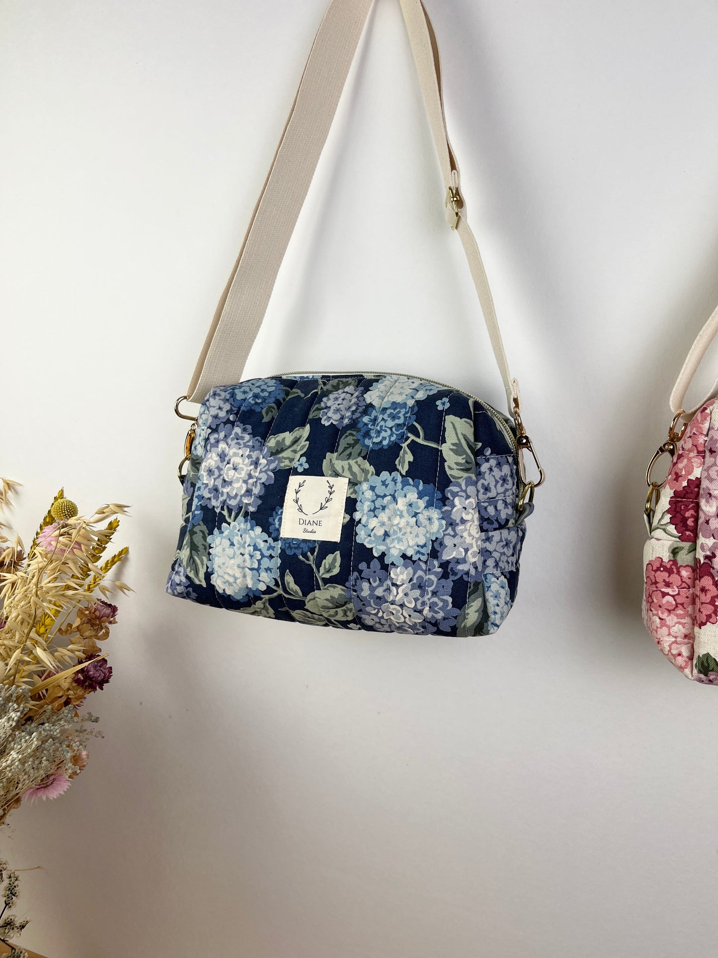 Colette le sac bandoulière hortensias bleus