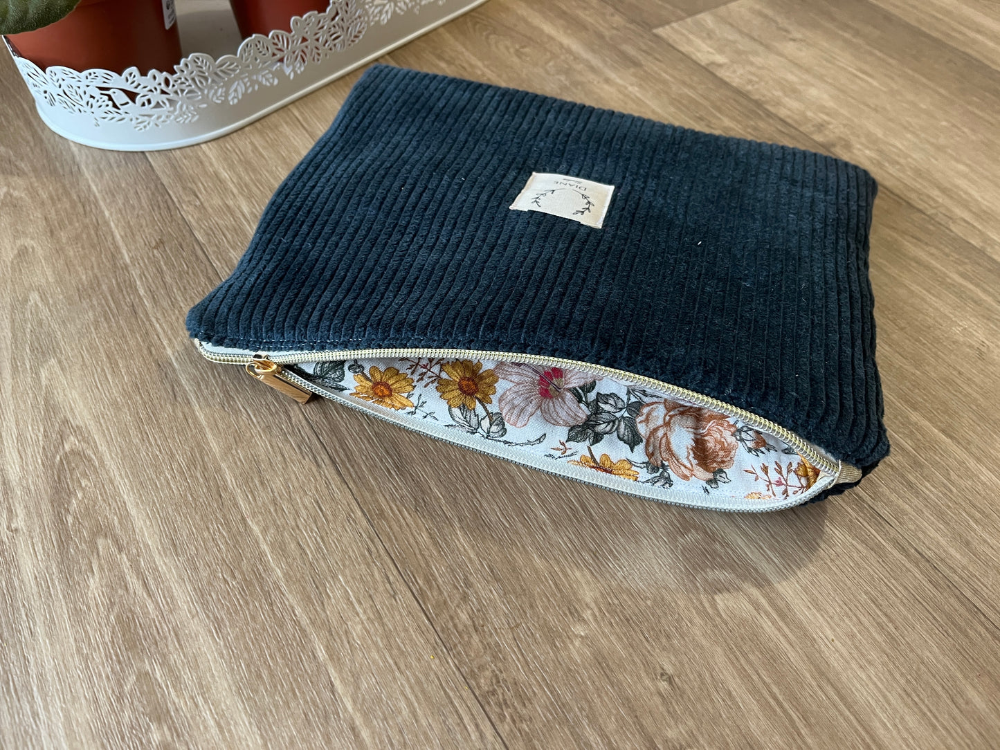 Babette la pochette plate rembourrée velours sapin et gaze vintage