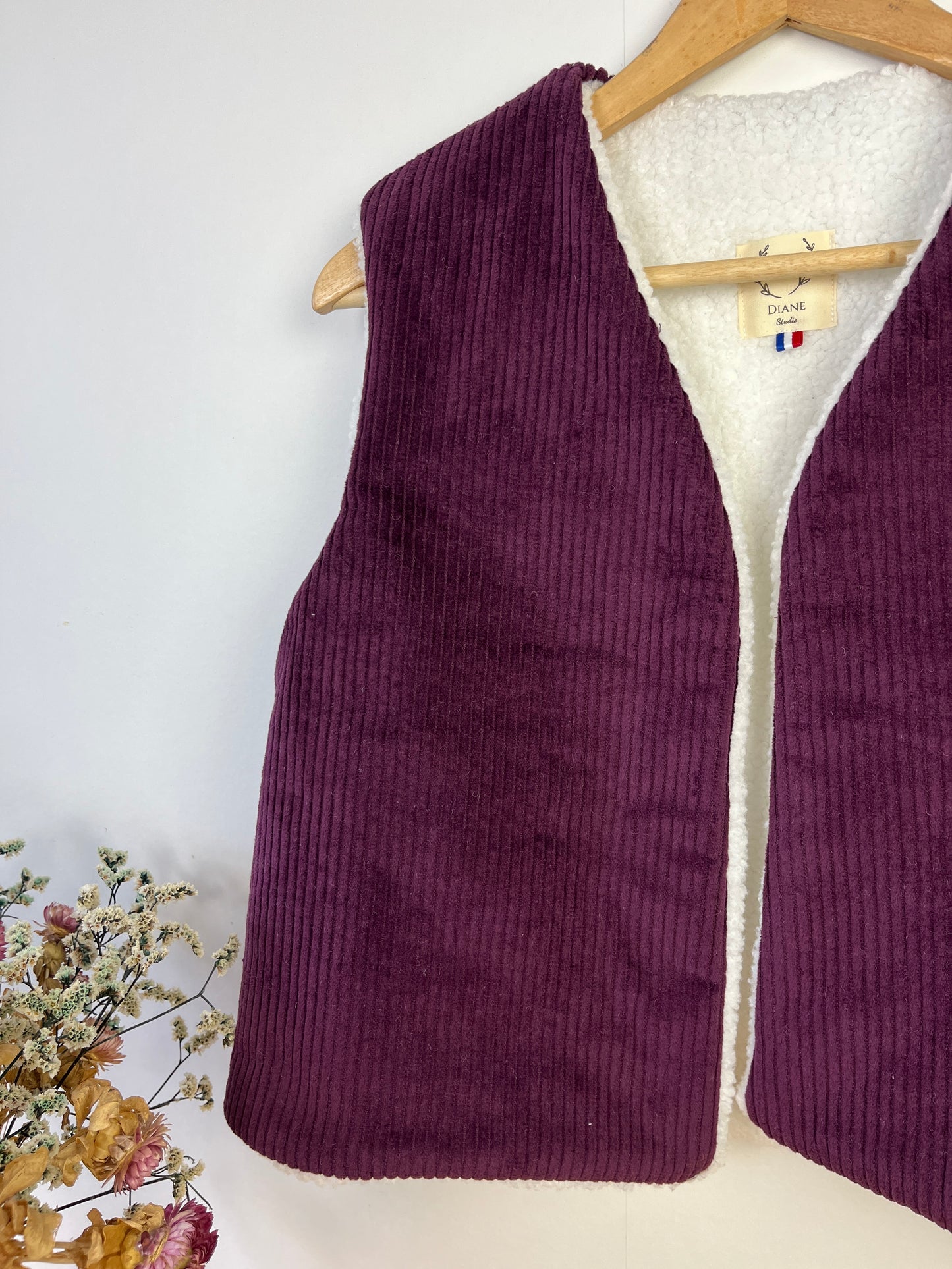 Le gilet Albane adulte velours prune