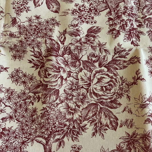 NOUVEAU toile jouy bordeaux (sans volants)