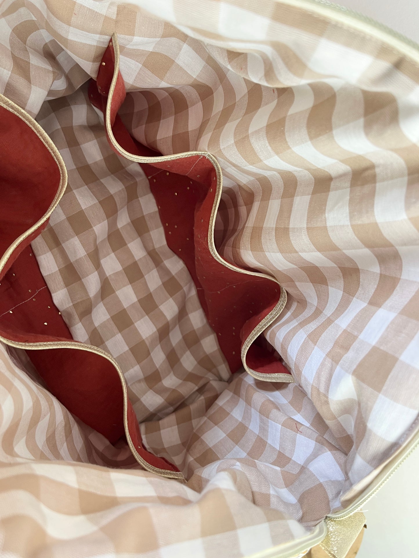 Aimé le sac à langer matelassé tomette et Liberty Adelajda