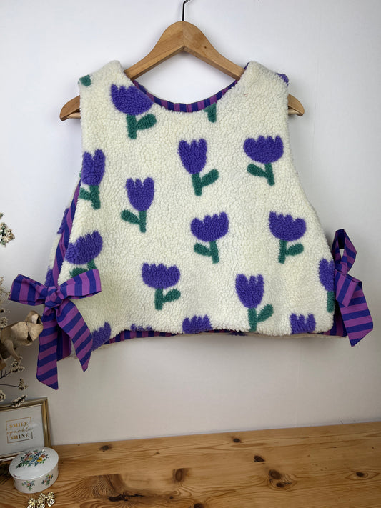 Le pull Joséphine sherpa tulipes mauve