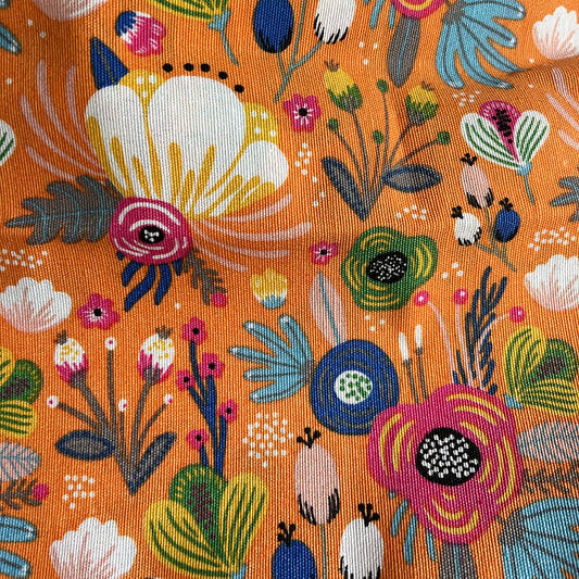 Coupon 50cm fleuri corail