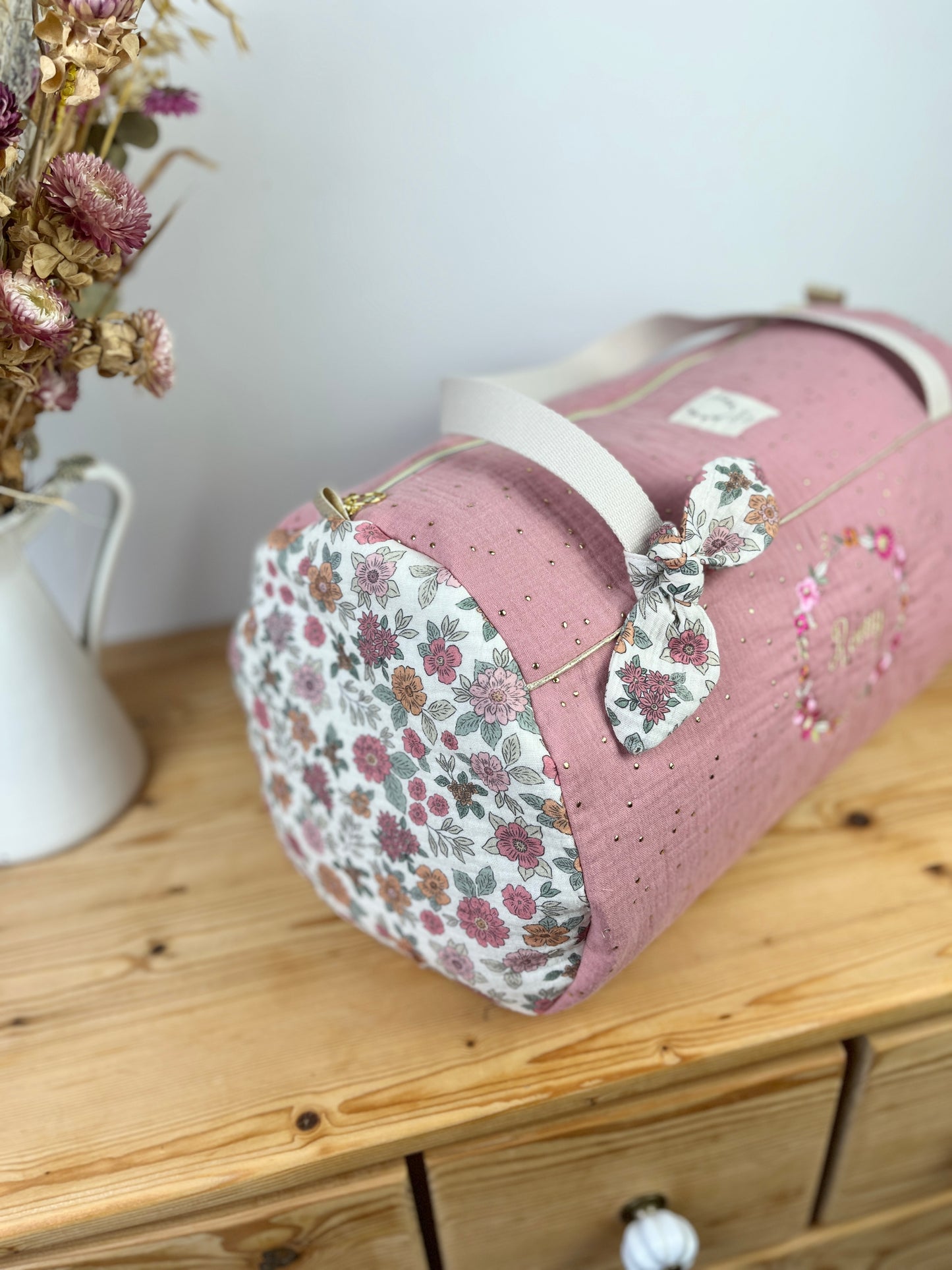 Louison le sac polochon enfant rose thé doré et marion rose