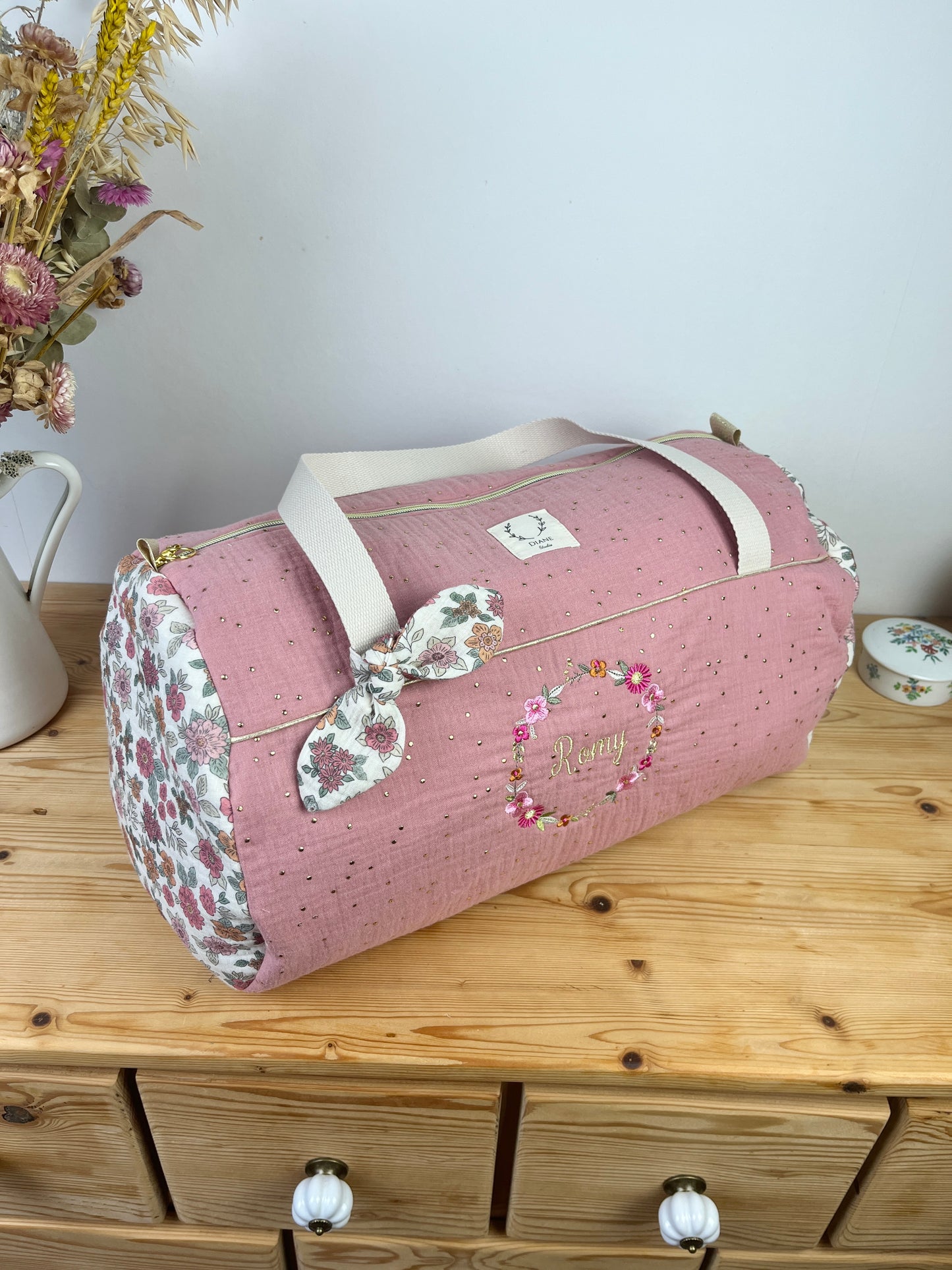 Louison le sac polochon enfant rose thé doré et marion rose