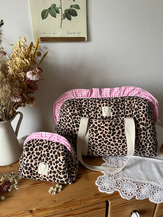 Ruffled bag and pouch set - made to order