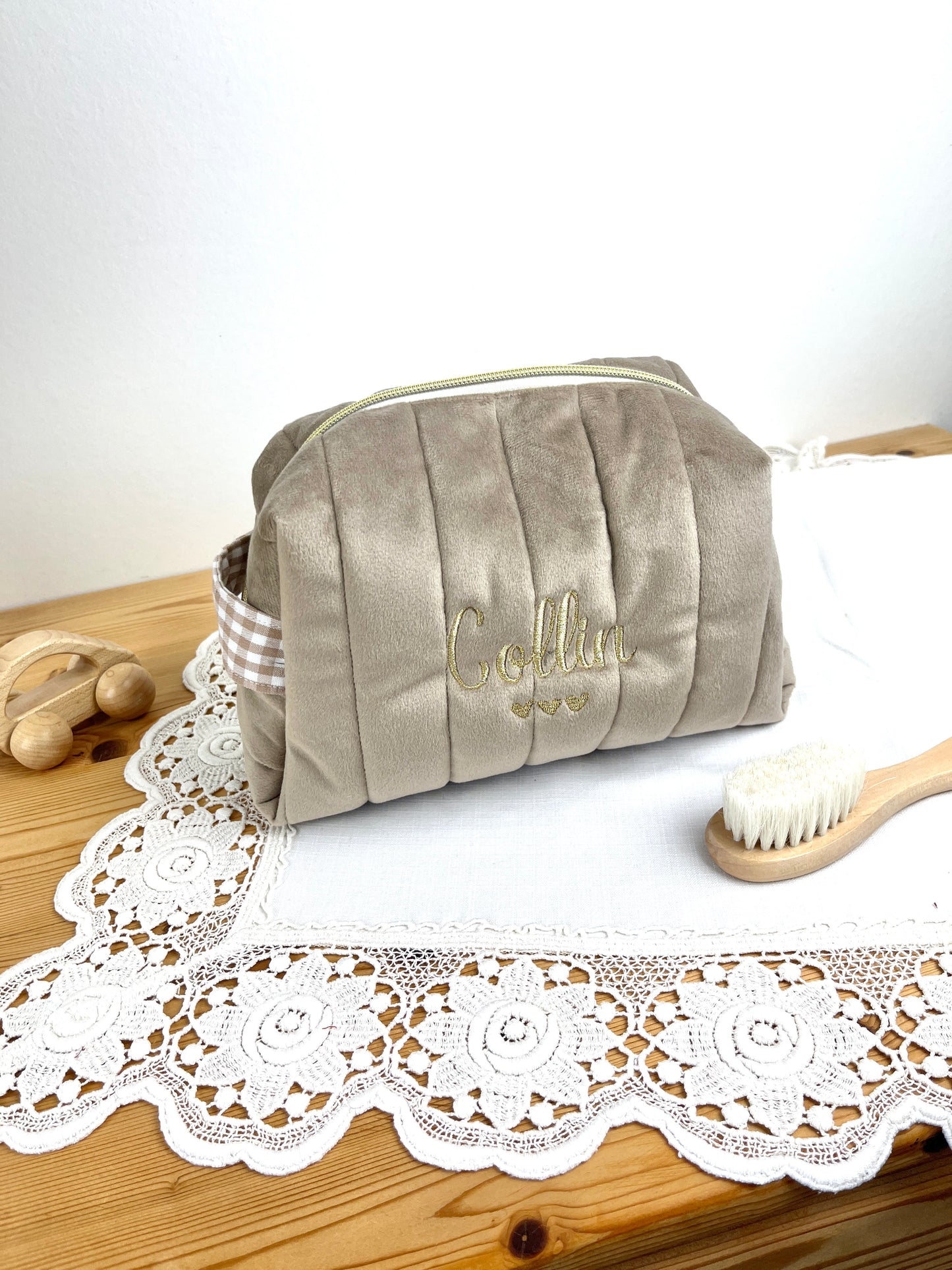 NOUVEAU Ensemble : Trousse de toilette et protège carnet de santé personnalisable
