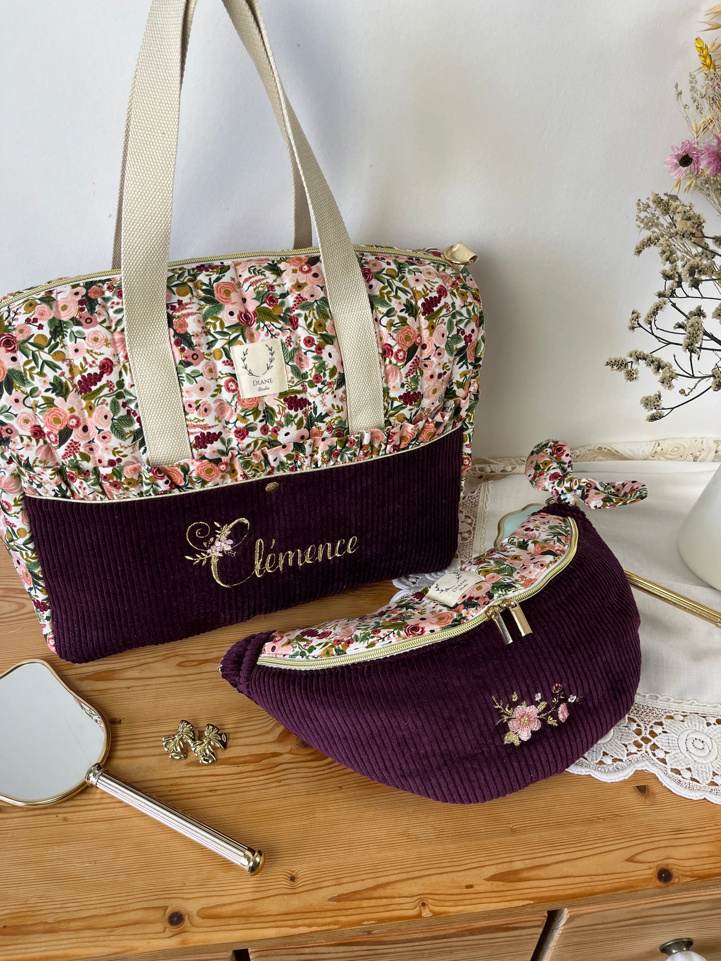 Eglantine set: diaper bag, notebook cover and backpack