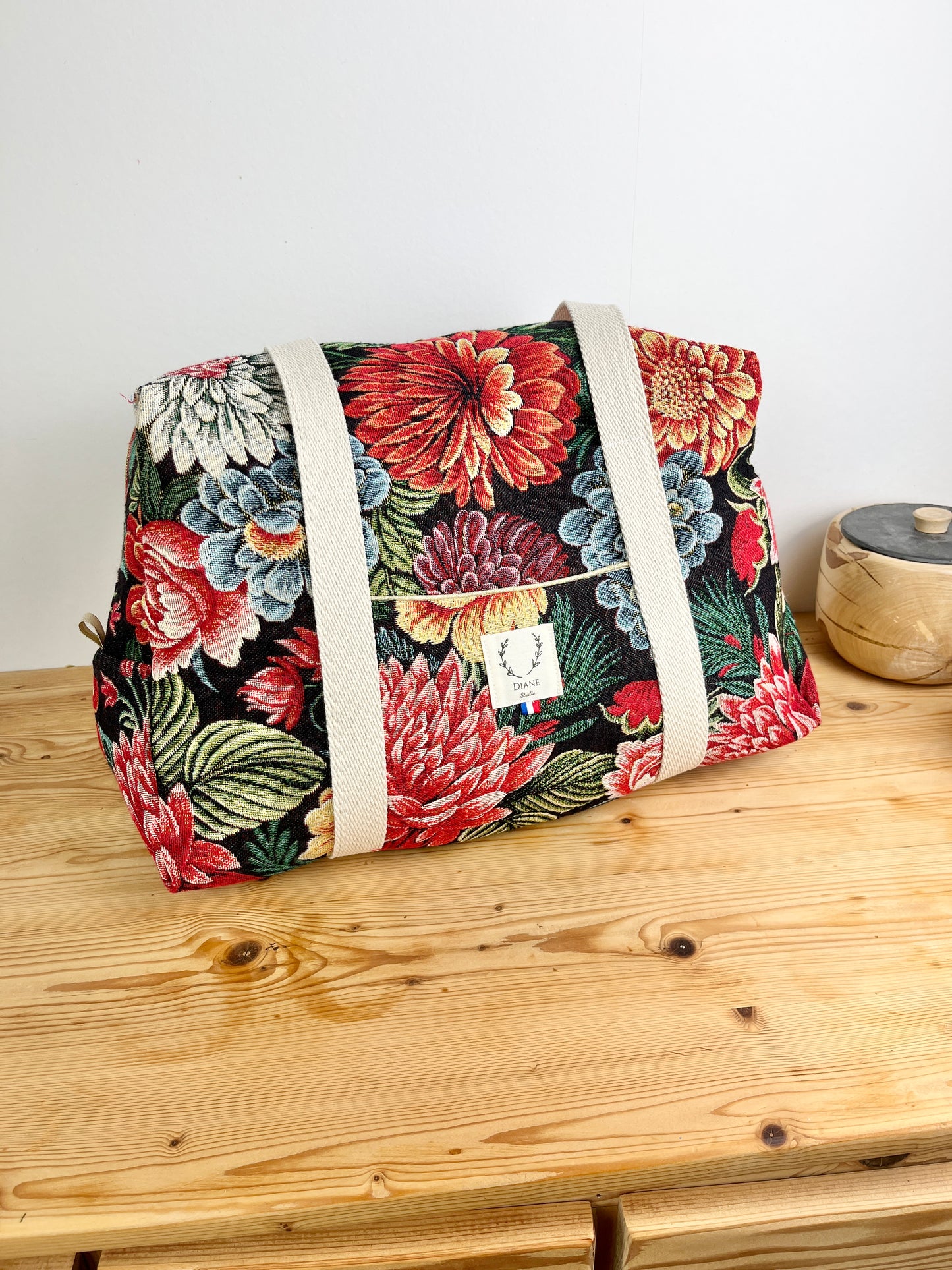 Hélène le sac week-end jacquard fleuri