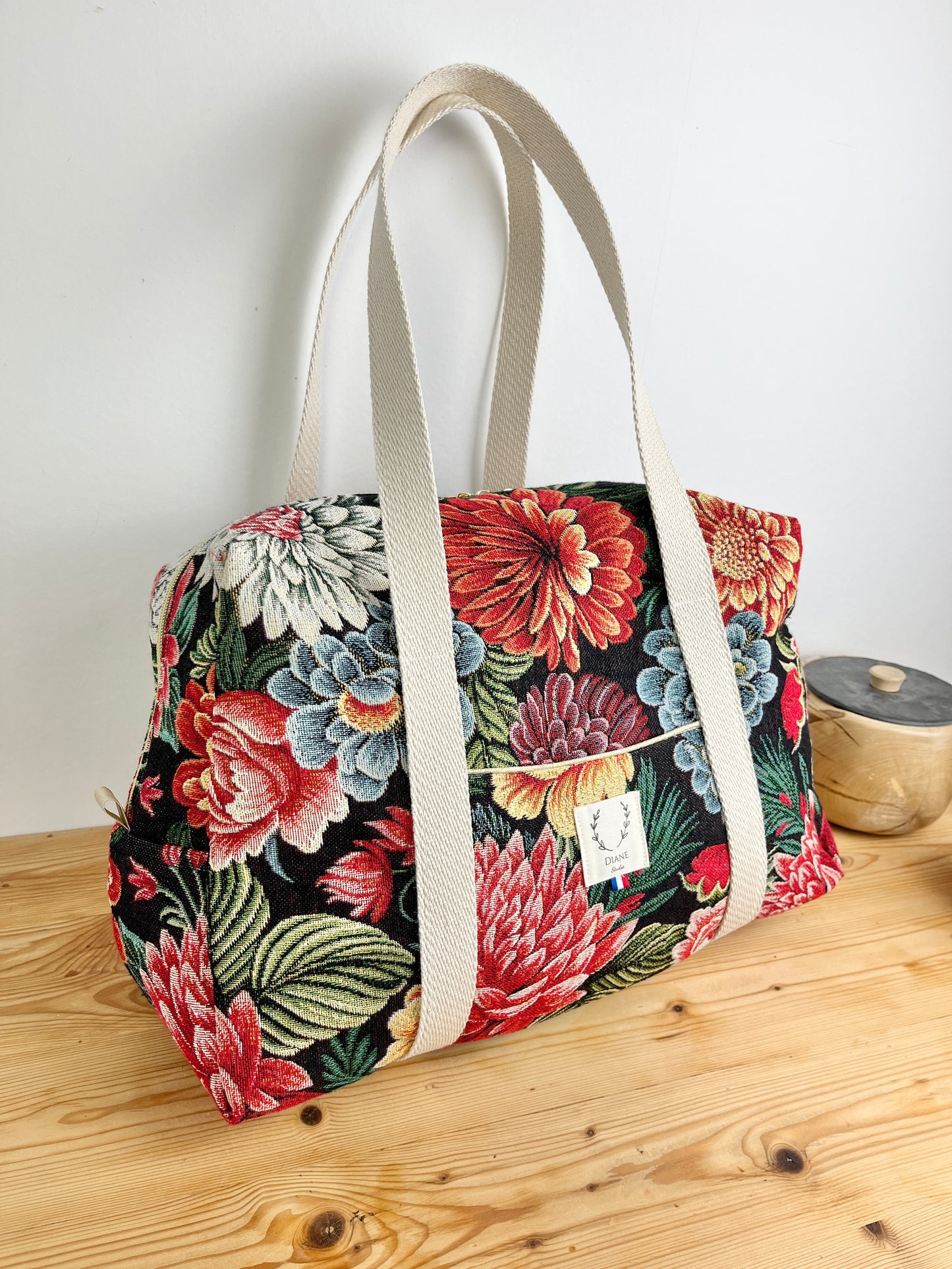 Hélène le sac week-end jacquard fleuri