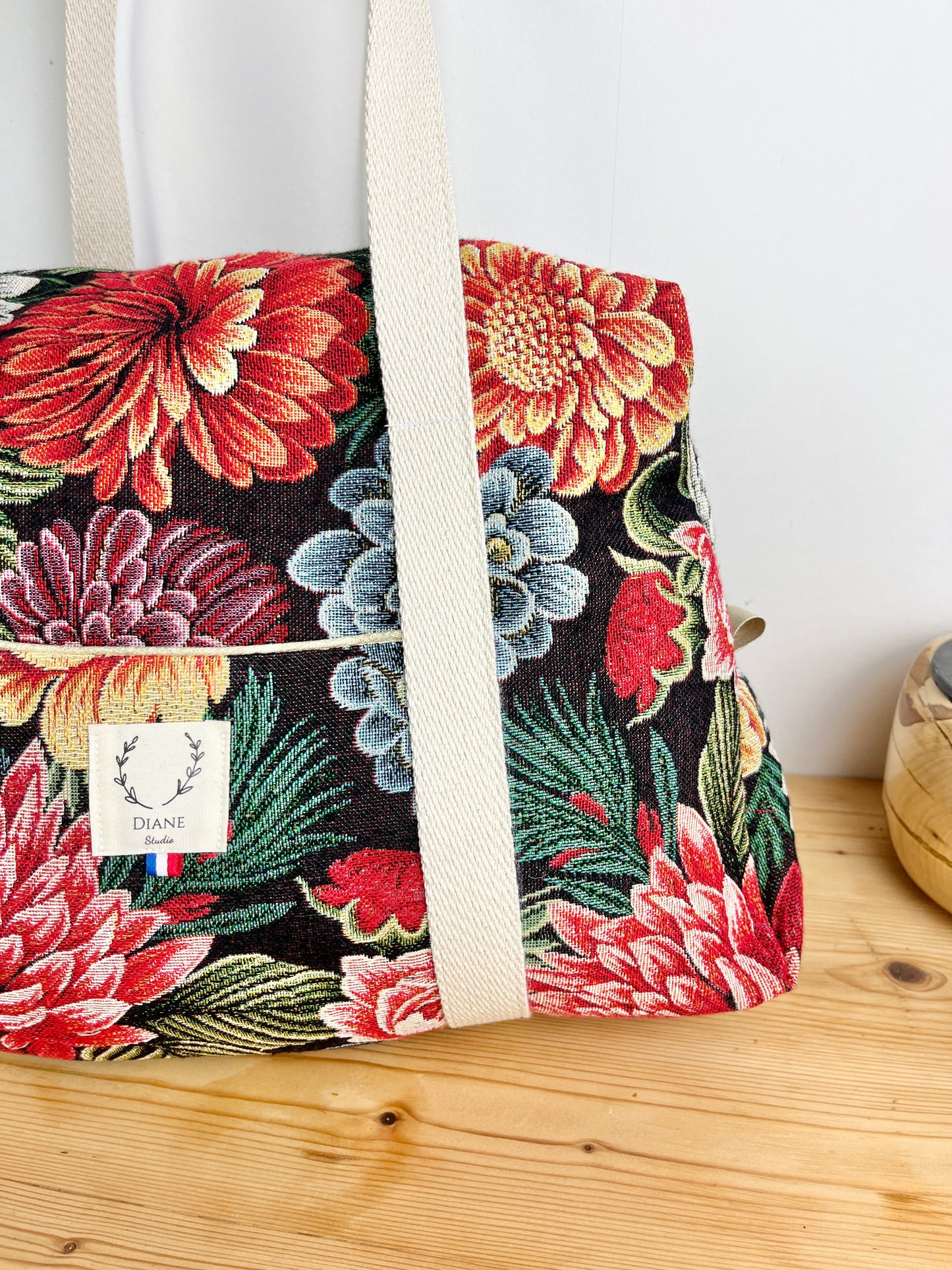 Hélène le sac week-end jacquard fleuri