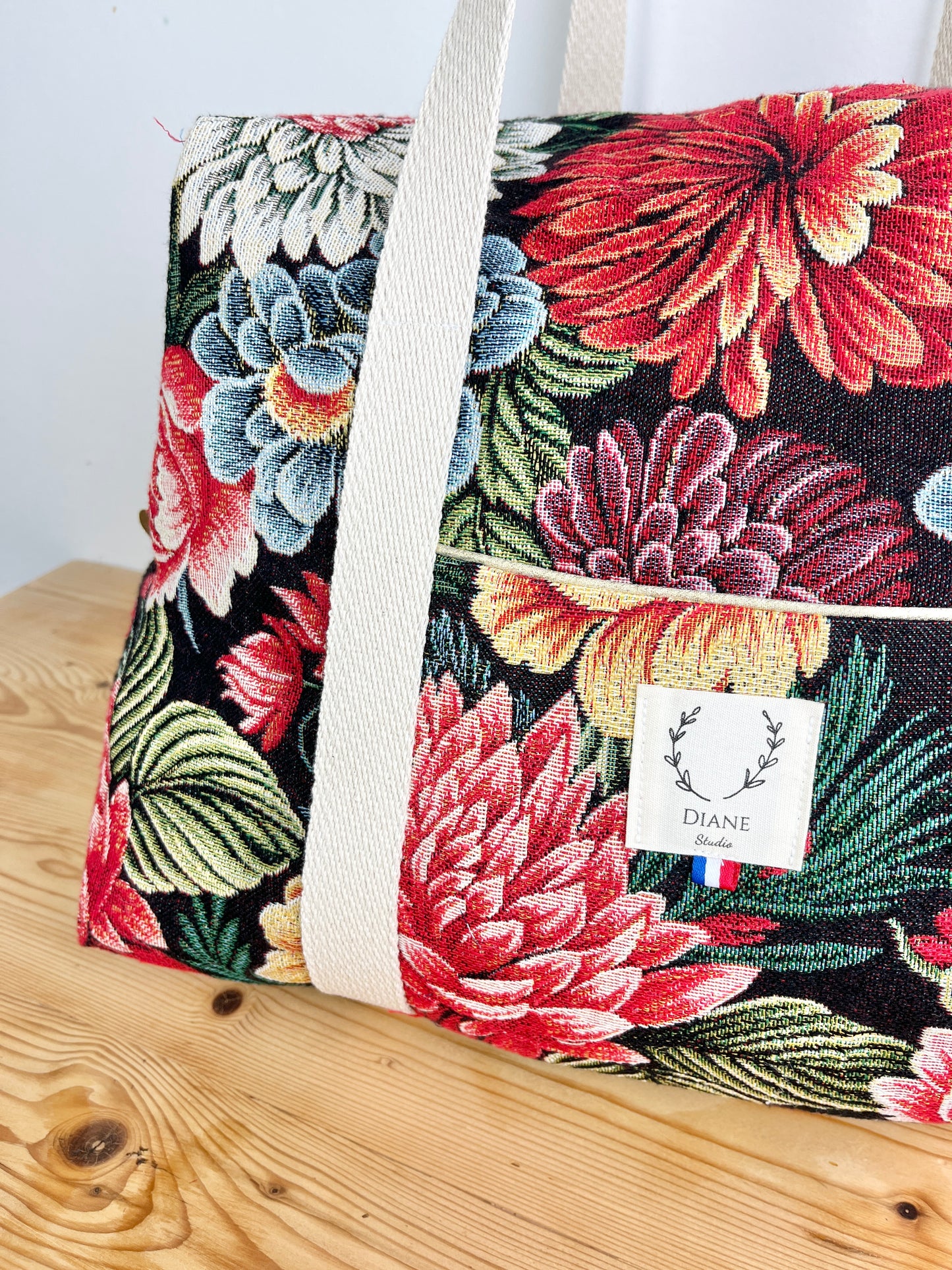 Hélène le sac week-end jacquard fleuri