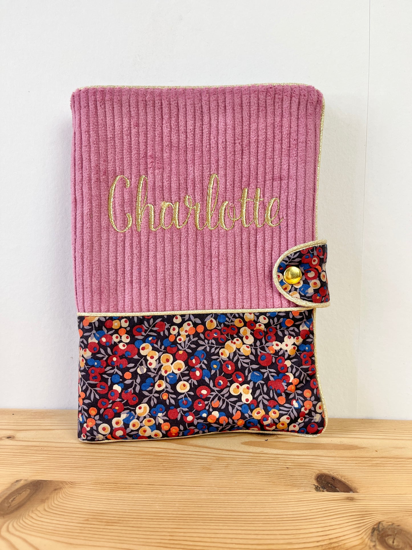 Protège carnet velours et Liberty Wiltshire burnt