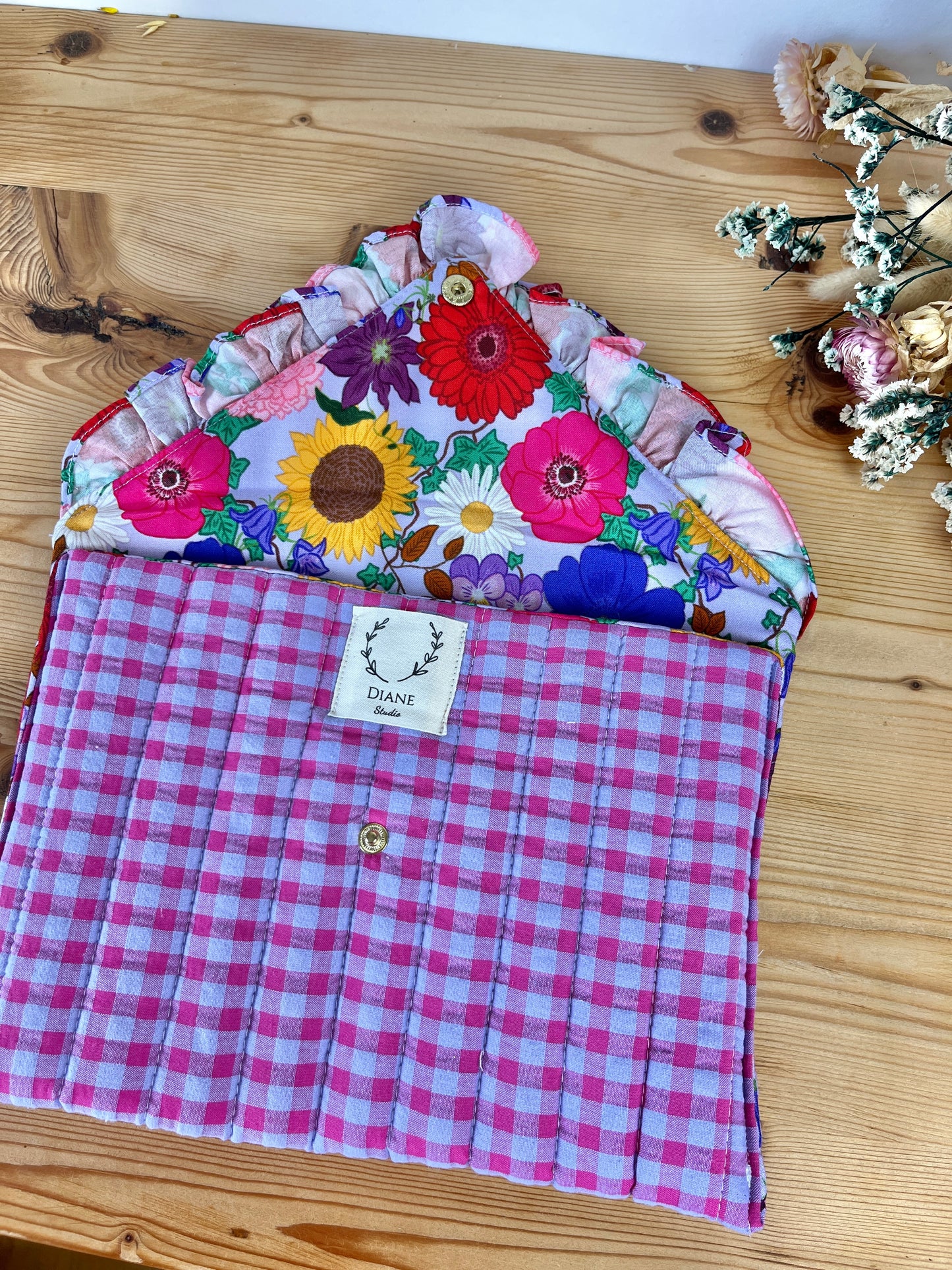 Pochette Charlotte matelassée vichy lilas et taylor's garden