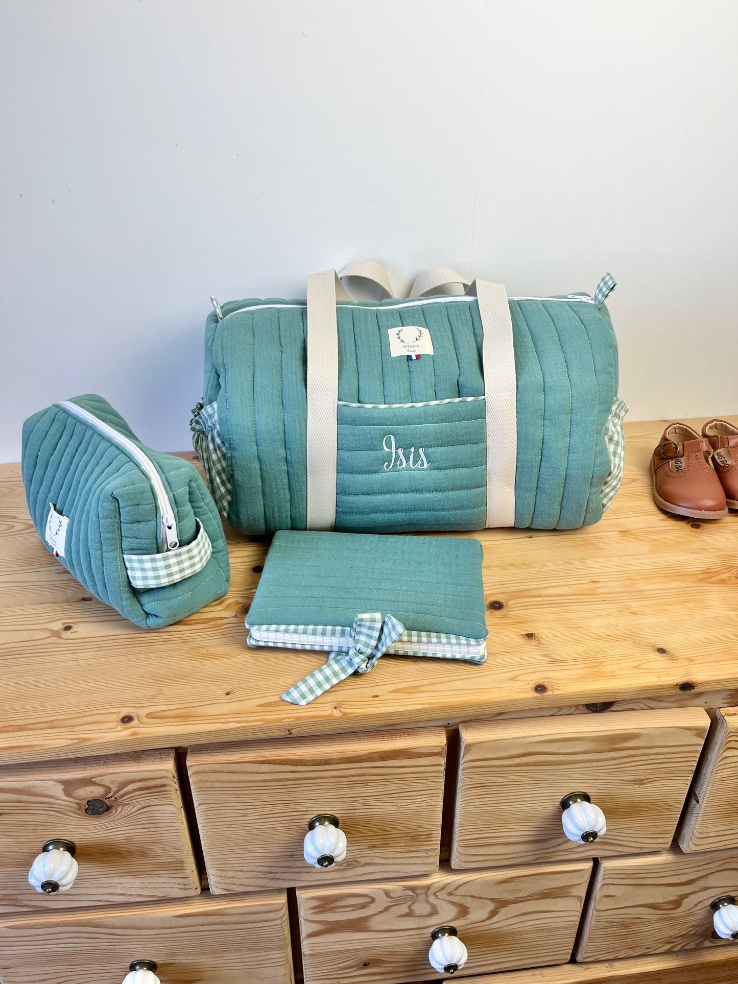 Léon le sac polochon enfant vert eucalyptus