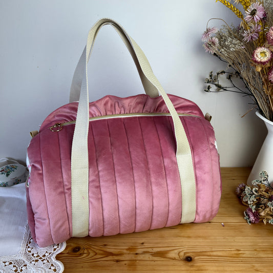 Sac Louison velours rose thé