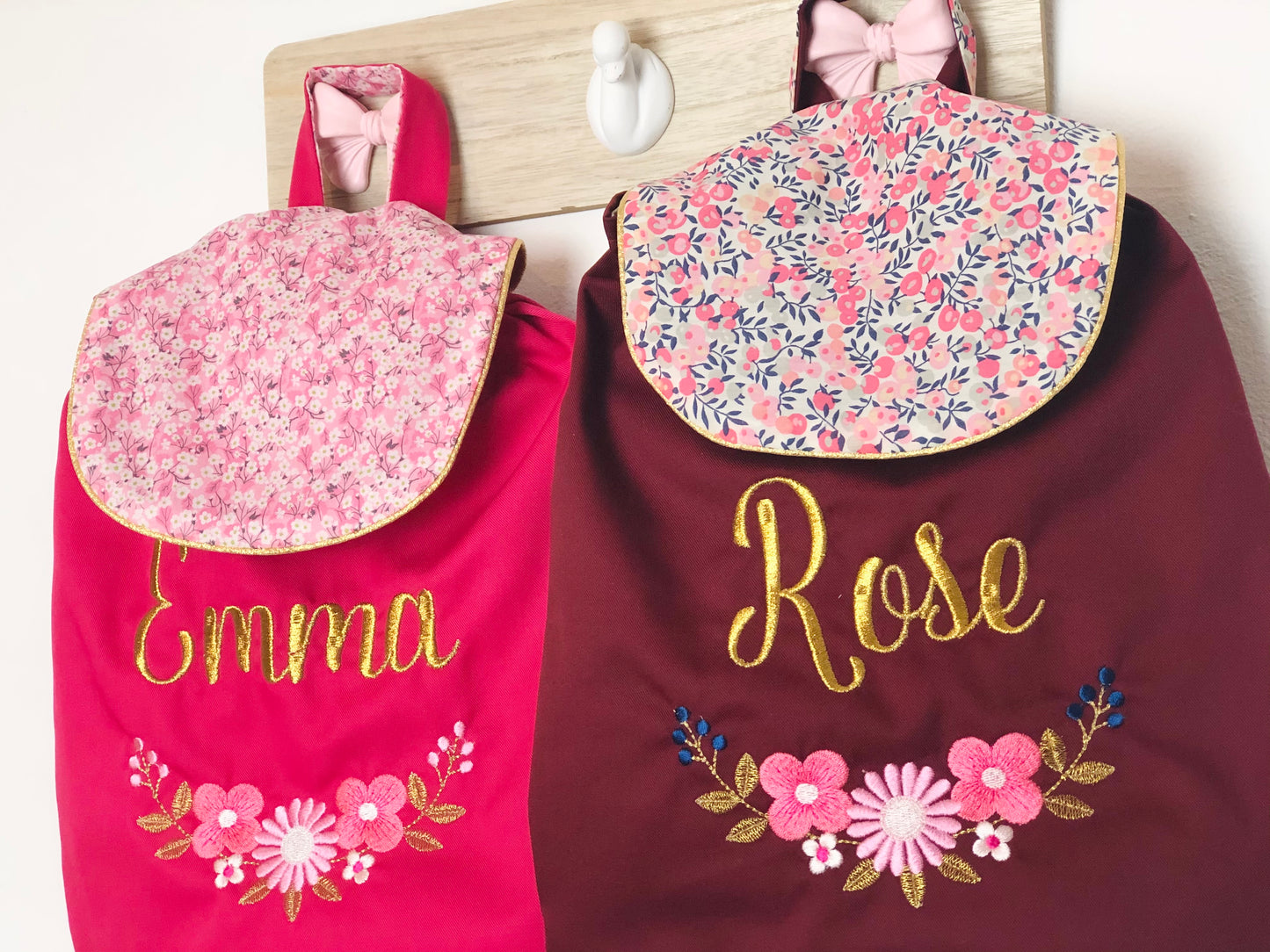Le sac à dos enfant personnalisé Églantine gabardine et Liberty