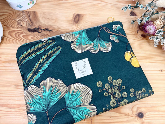 Babette la pochette plate enduite feuillage