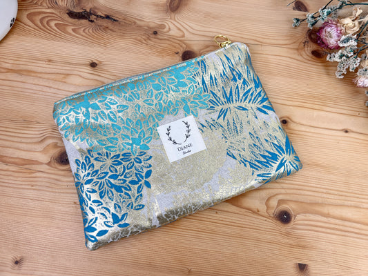 Babette la pochette plate feuillage doré