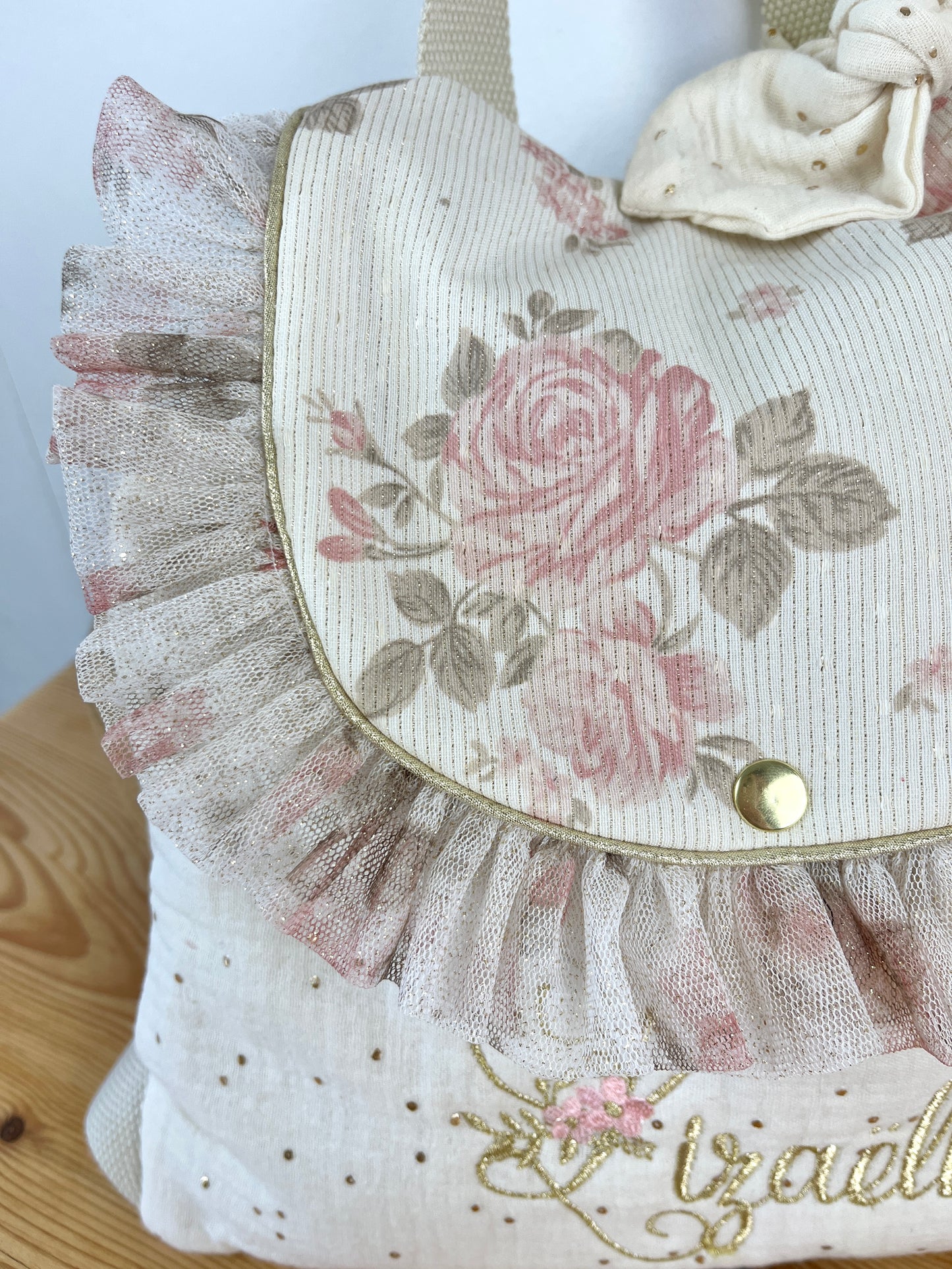 NOUVEAU Ensemble mère fille sac Milan et sac à dos Eglantine jacquard et tulle roses