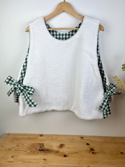 Le pull Joséphine sherpa et vichy vert sapin