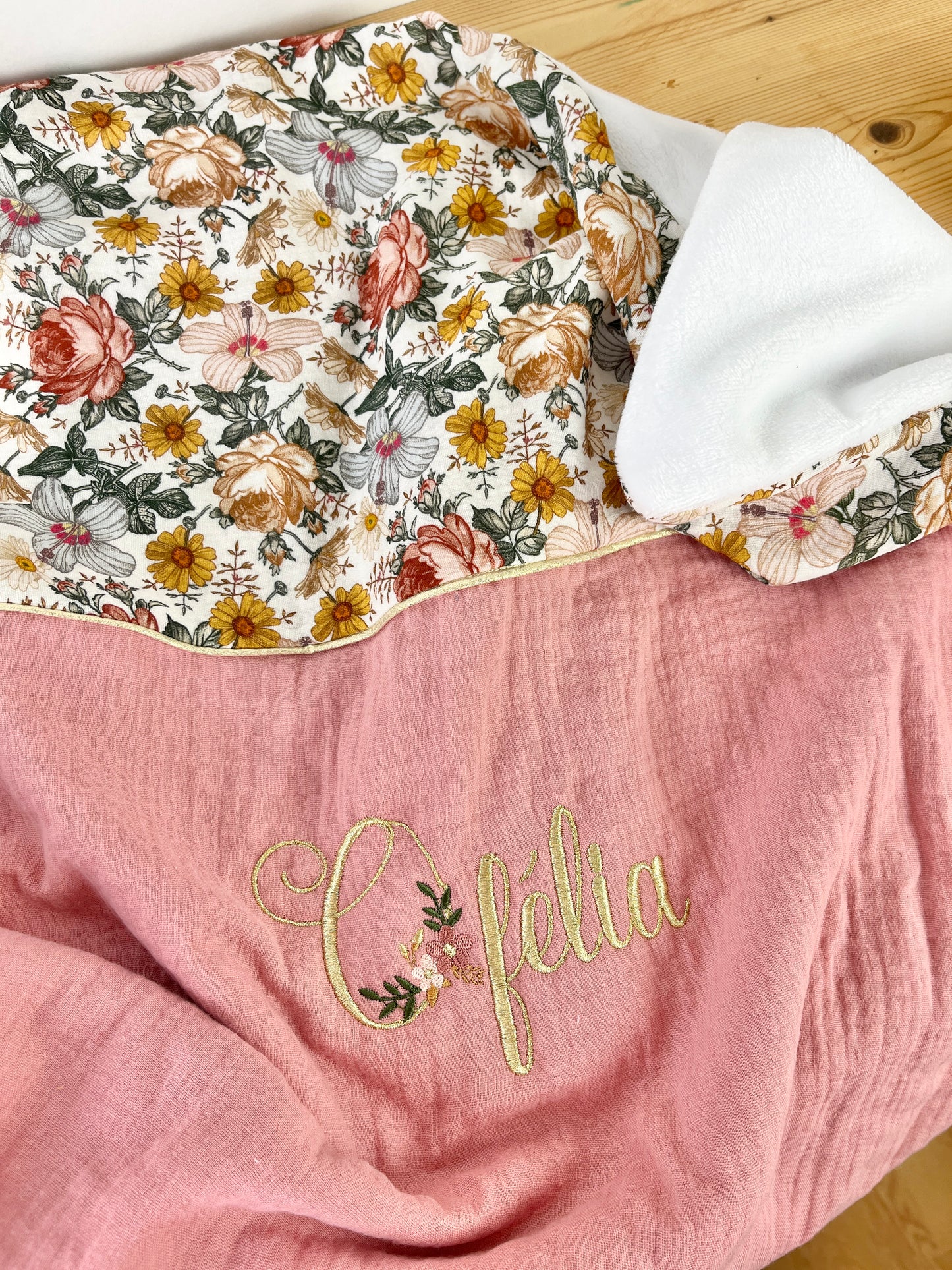 Couverture rose thé et fleurs