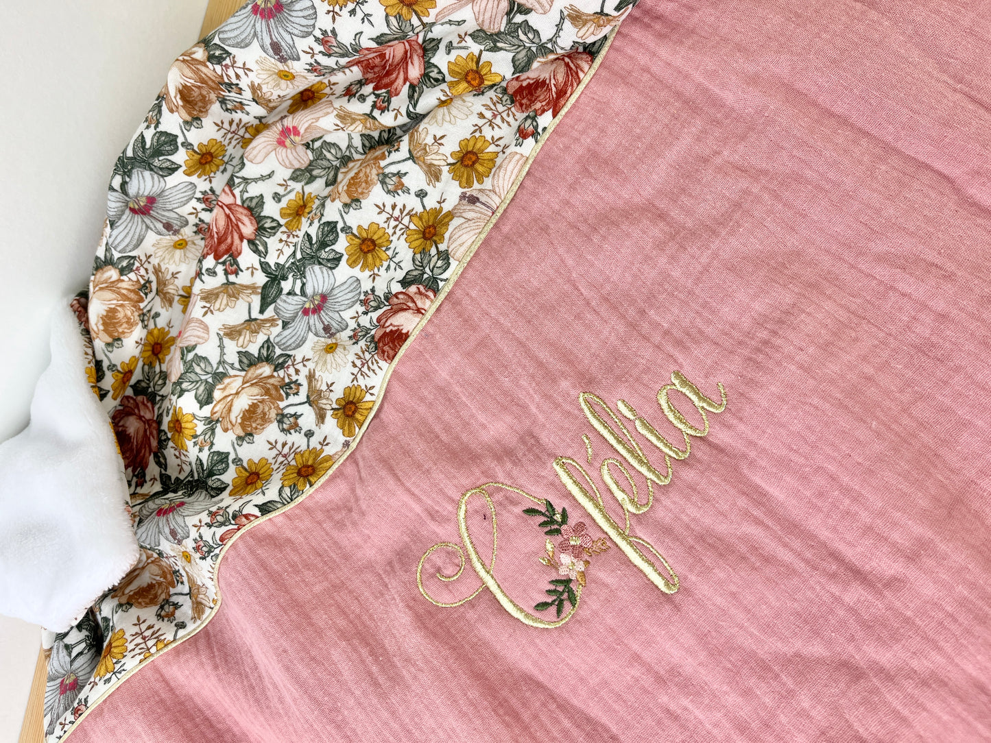 Couverture rose thé et fleurs