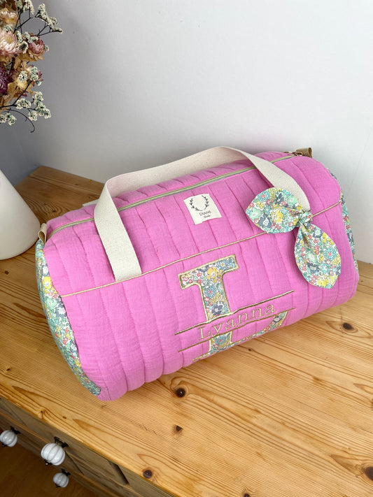 Louison le sac polochon enfant gaze bonbon et liberty michelle citron