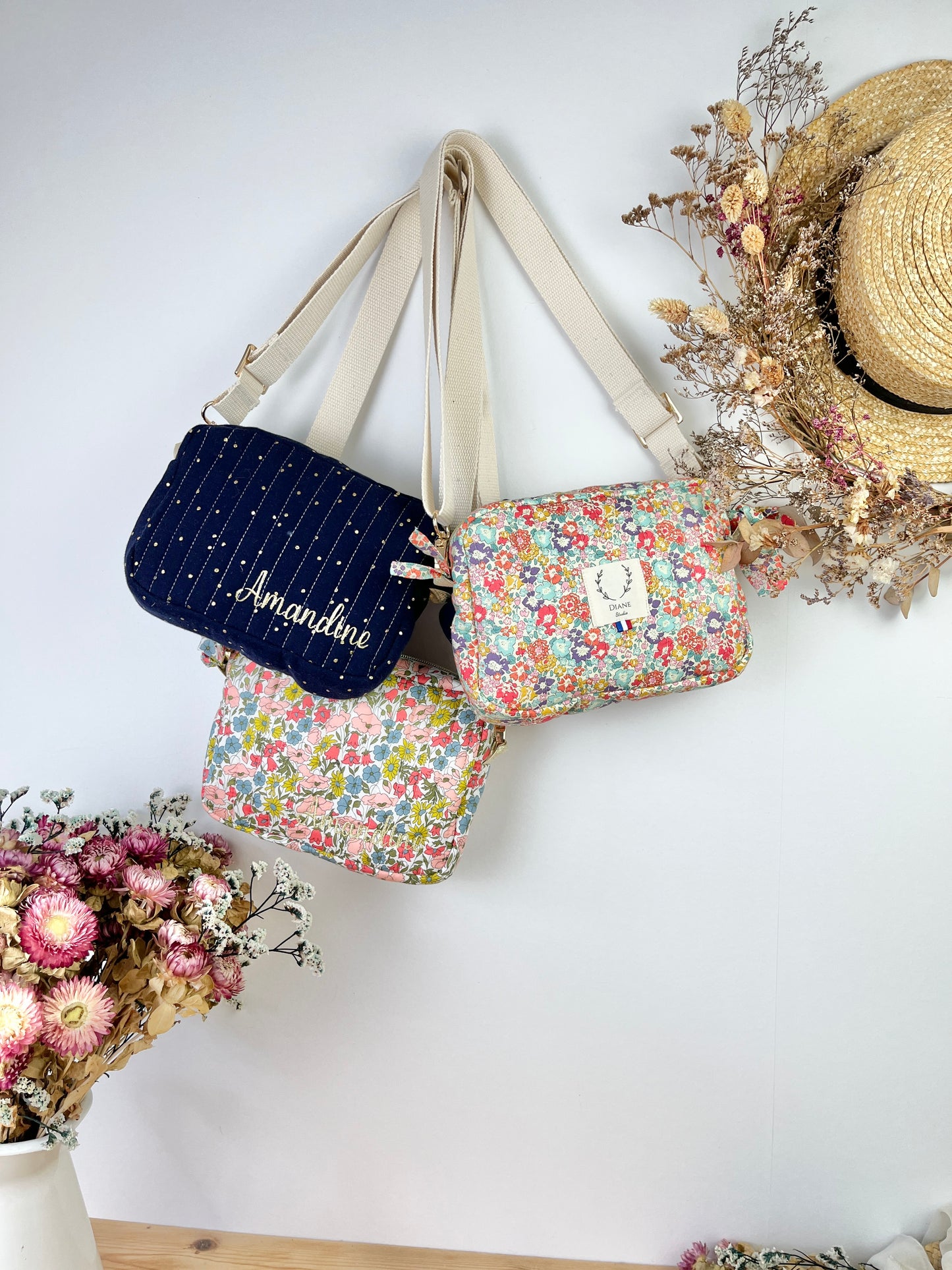 Le sac bandoulière Elisabeth gaze bleu nuit doré
