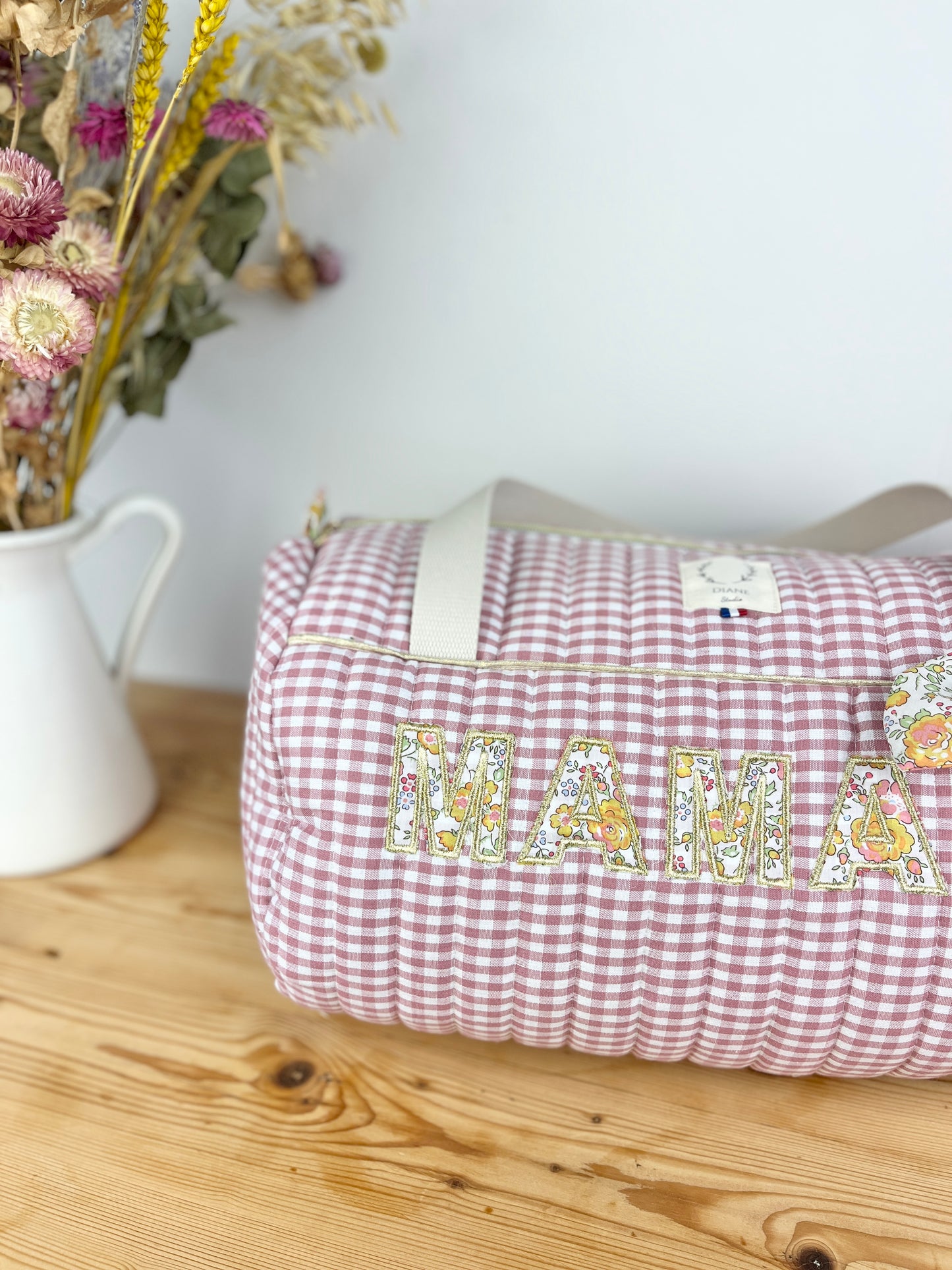 Louison le sac polochon adulte Liberty Félicité et vichy rose Maman cool
