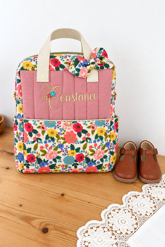 Le sac à dos enfant vintage garden et rose