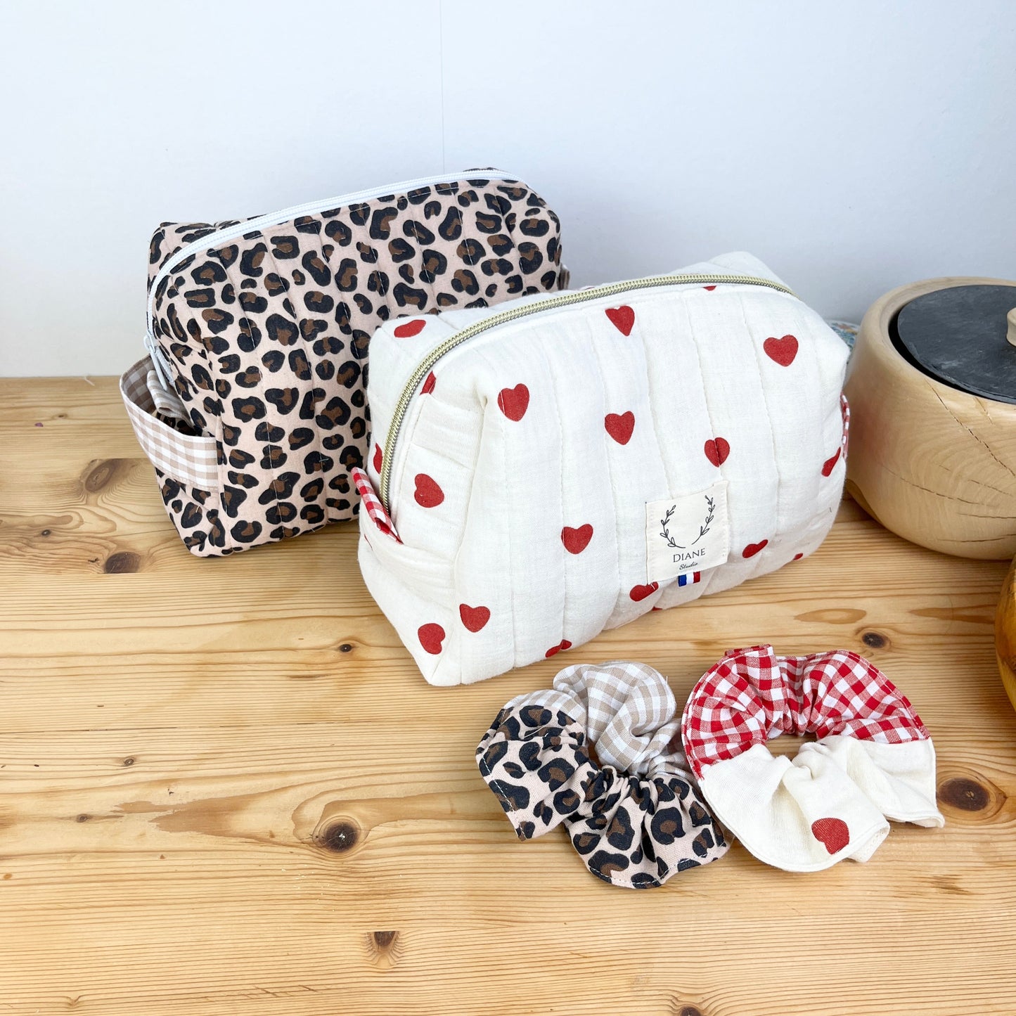 Trousse de toilette Colette et son chouchou petits coeurs