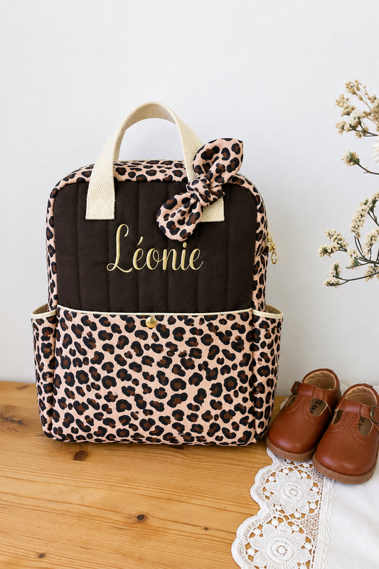 Le sac à dos enfant Ombeline gaze et velours chocolat
