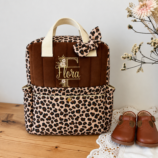 Le sac à dos enfant Ombeline gaze et velours cassonade