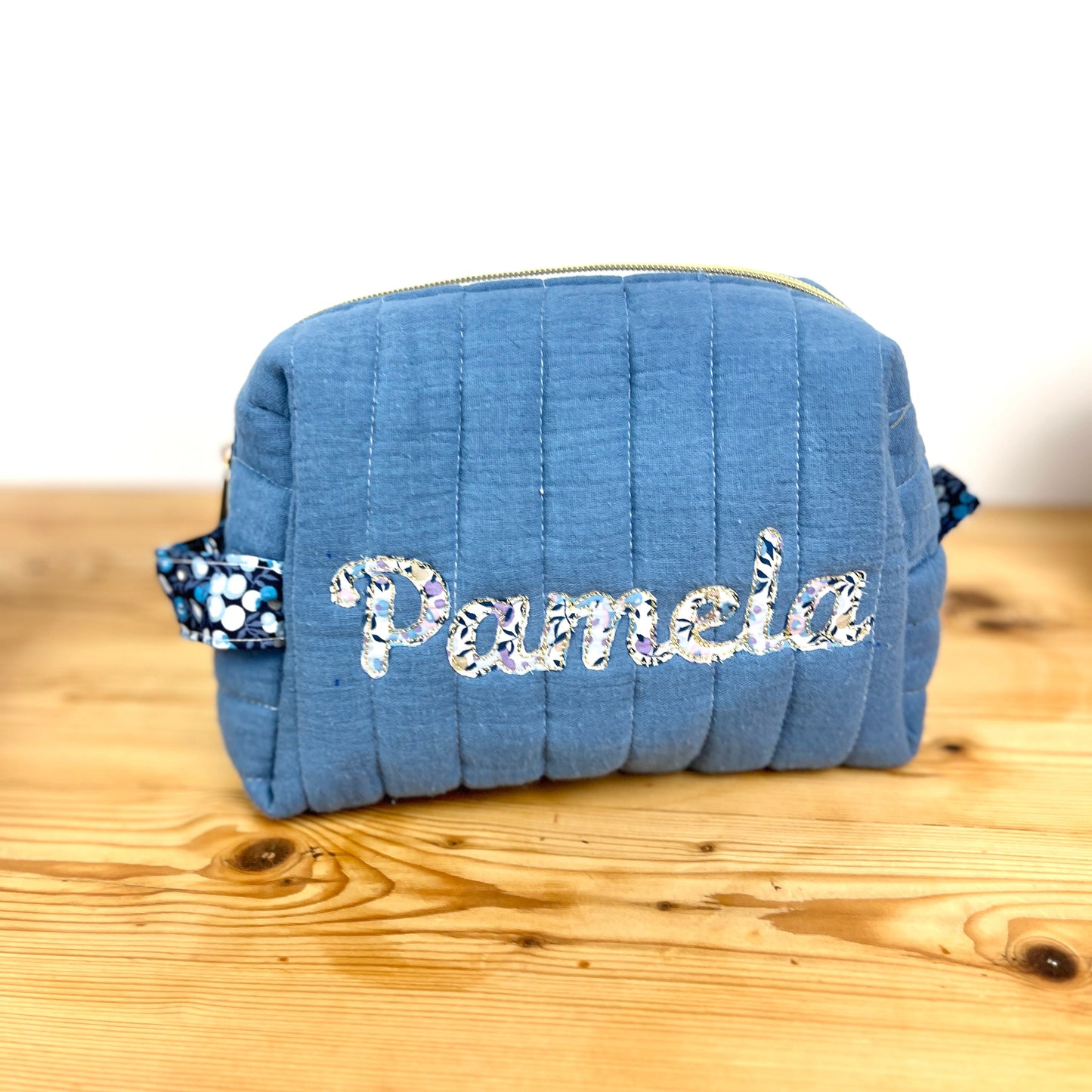 Trousse de toilette Lisette indigo et Liberty of London wiltshire