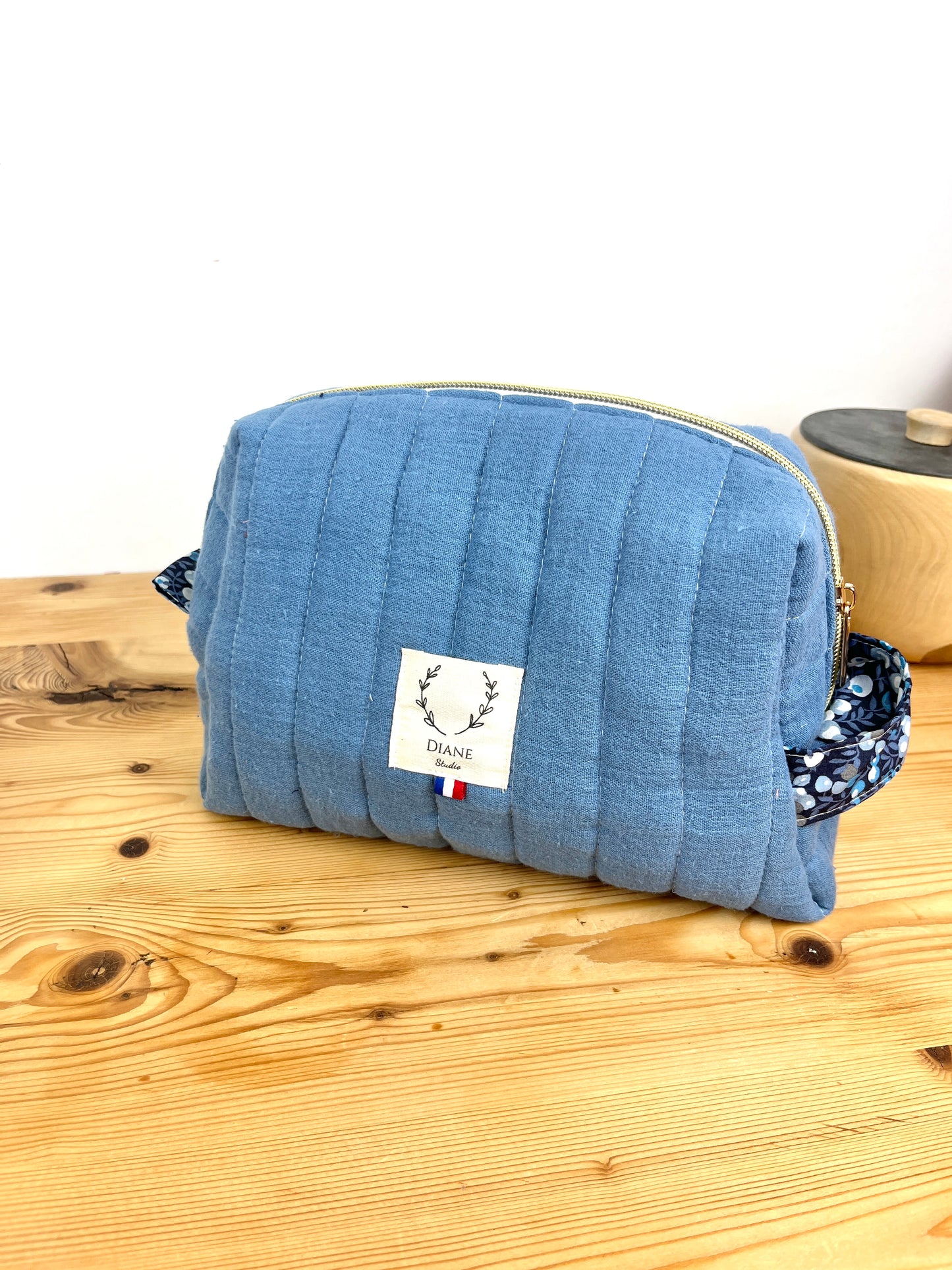Trousse de toilette Lisette indigo et Liberty of London wiltshire