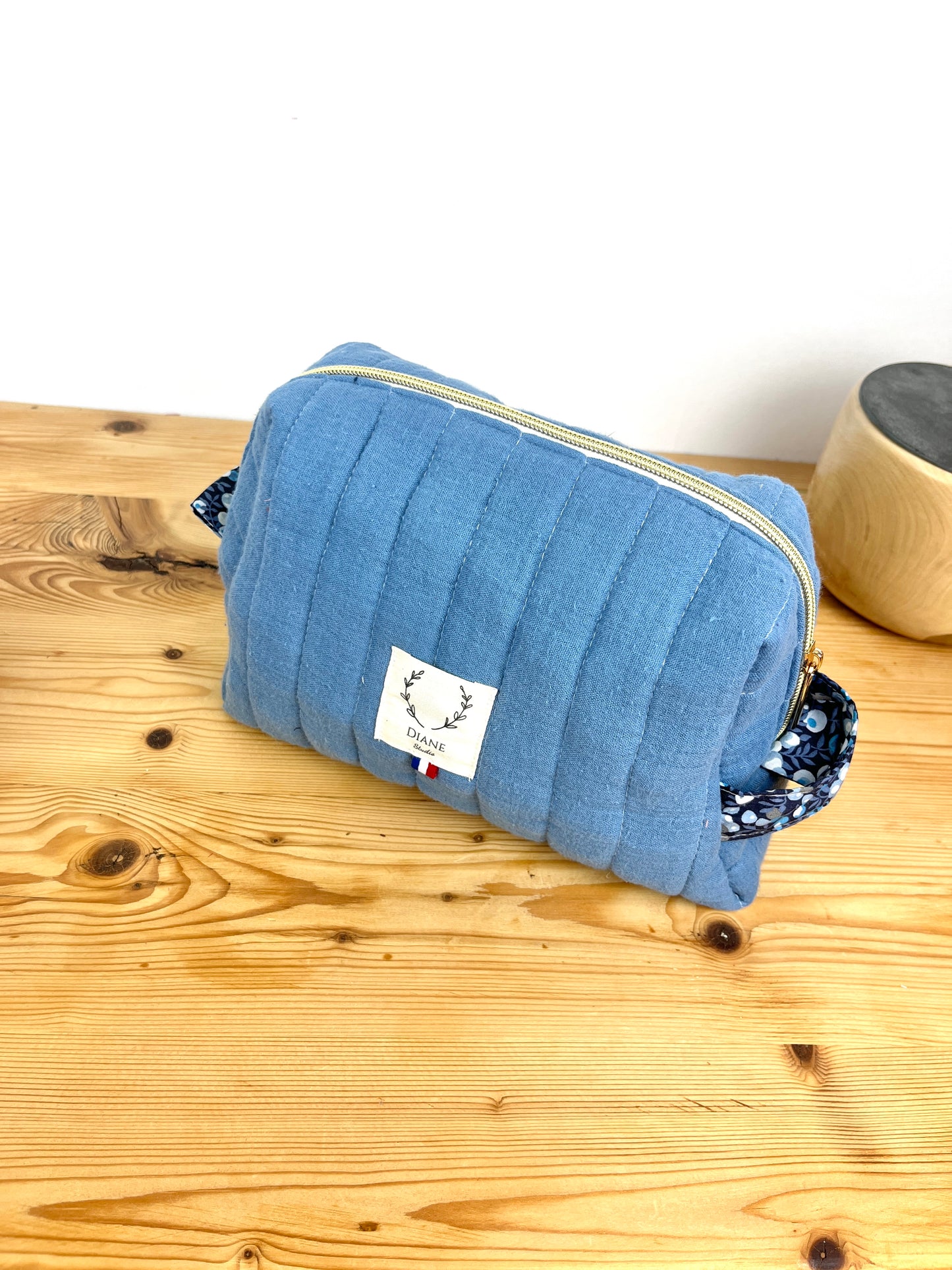 Trousse de toilette Lisette indigo et Liberty of London wiltshire