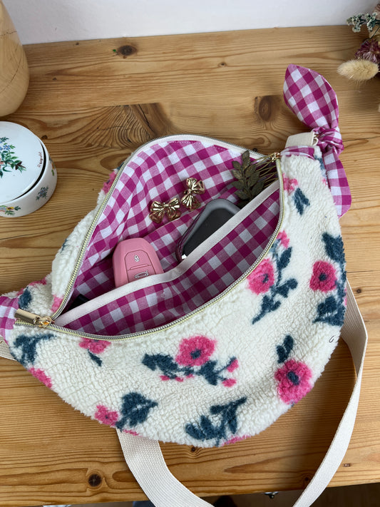NOUVEAU ! Le sac banane Eléonore sherpa fleuri