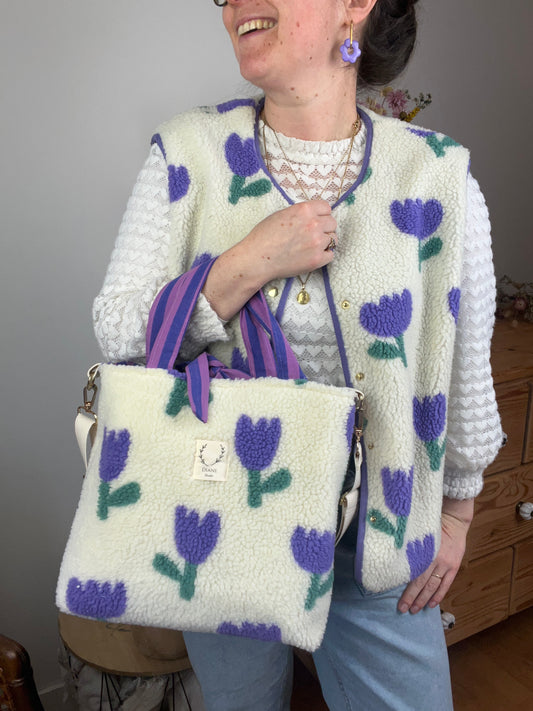 NOUVEAU ! Sac Félicie sherpa tulipe mauve