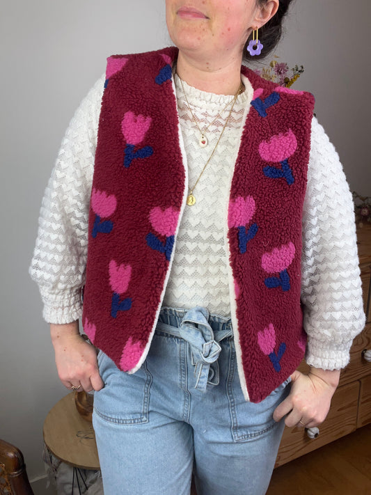 NOUVEAU ! Le gilet Albane sherpa tulipes